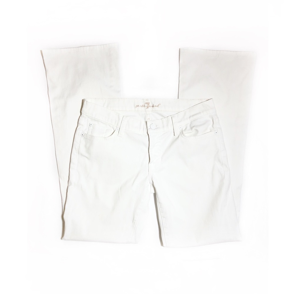 7 for All Mankind White Mid Rise Boot Cut Jeans